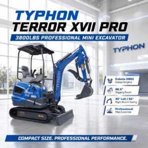 TYPHON TERROR XVII PRO – Blue 3,800 lb Kubota Mini Excavator