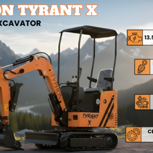 TYPHON TYRANT X – 1 Ton Mini Excavator with 13.5 HP Briggs & Stratton Engine
