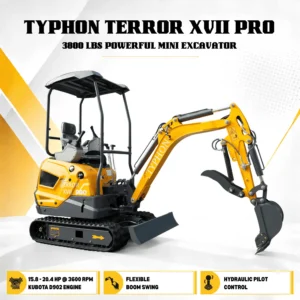 TYPHON TERROR XVII PRO – Yellow 3,800 lb Kubota Mini Excavator