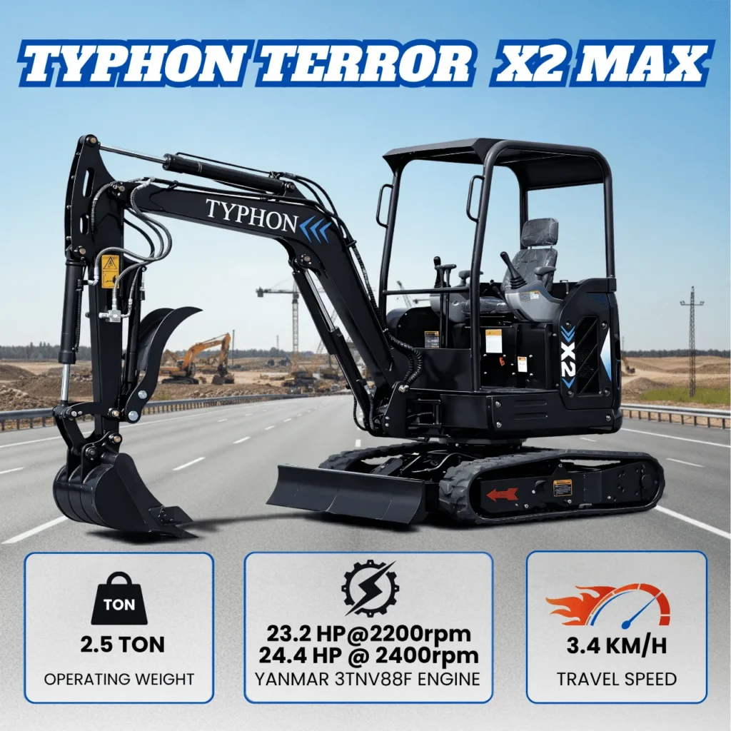 TYPHON TERROR X2 MAX Canopy – 2.5 Ton Yanmar Mini Excavator
