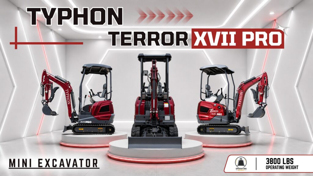 TYPHON TERROR XVII PRO – Dark Cherry 3,800 lb Kubota Mini Excavator